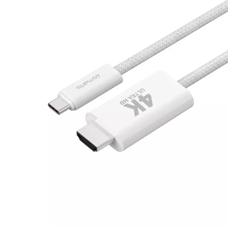 HDMI kabelis 4smarts 540955 2m USB C HDMI Type A baltas