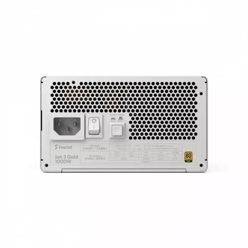 Maitinimo blokas Fractal Design FDE Ion+ 3 GOLD 1000W 80+ GOLD Baltas — 1000 W, 80+ Gold efektyvumas, ATX