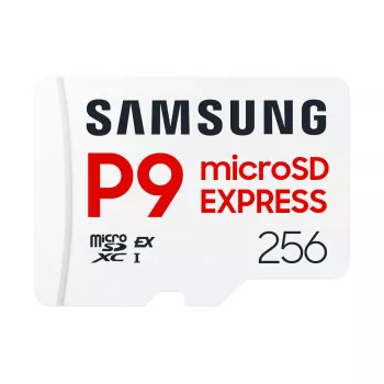 microSDXC atminties kortelė Samsung P9 Express 256 GB — UHS-I, skaitymas 800 MB/s, V30, U1, patvari