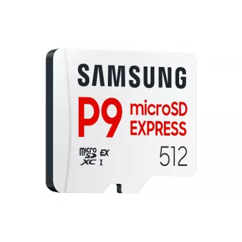 microSDXC atminties kortelė Samsung P9 Express 512 GB, UHS-I, Skaitymas 800 MB/s, V30, U1, balta