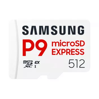 microSDXC atminties kortelė Samsung P9 Express 512 GB, UHS-I, Skaitymas 800 MB/s, V30, U1, balta