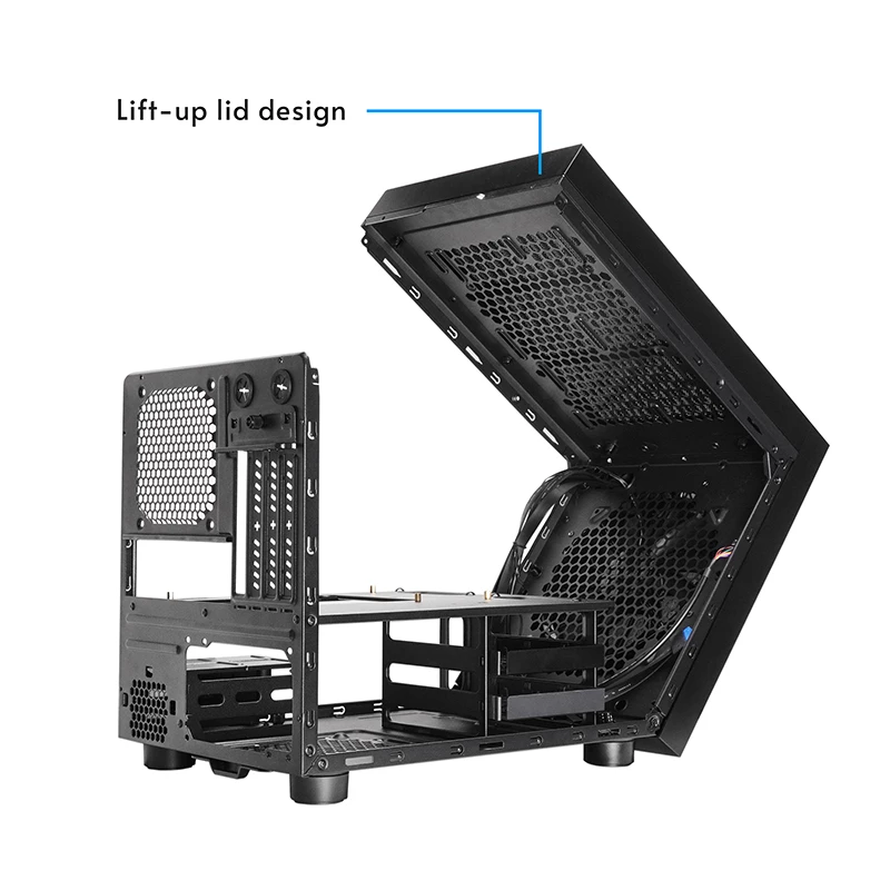 Korpusas CHIEFTEK CI-03B-OP Cube juodas – Micro ATX/Mini-ITX, 2x3.5 colio + 2x2.5 colio, 1x200 mm priekinis ventiliatorius