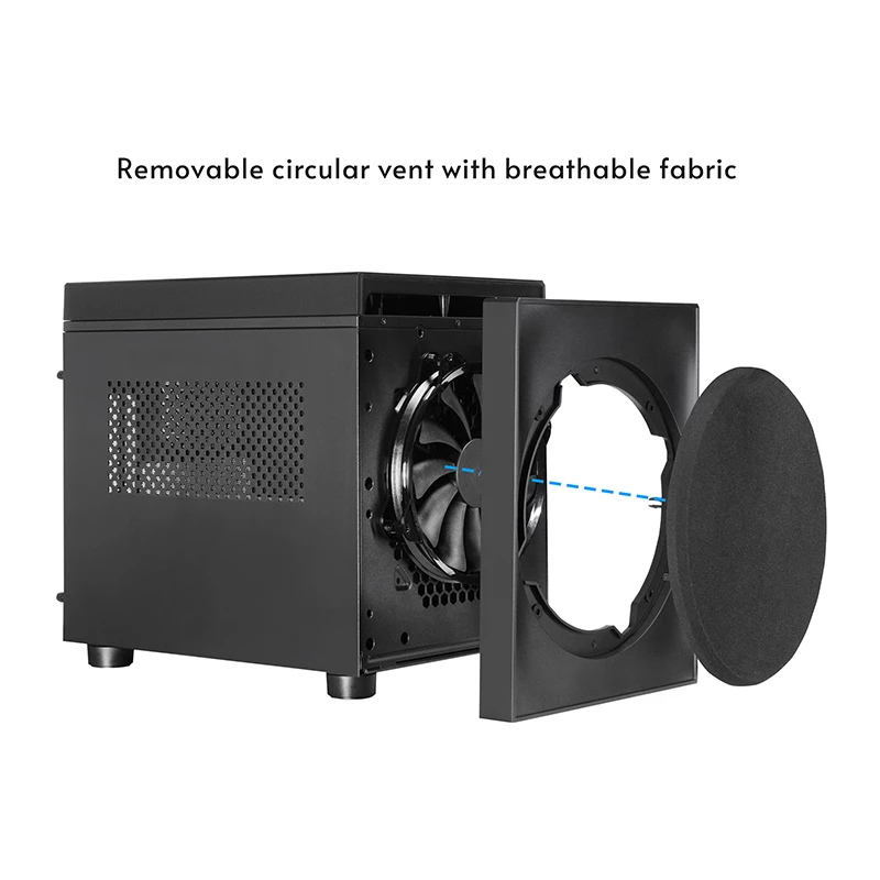 Korpusas CHIEFTEK CI-03B-OP Cube juodas – Micro ATX/Mini-ITX, 2x3.5 colio + 2x2.5 colio, 1x200 mm priekinis ventiliatorius