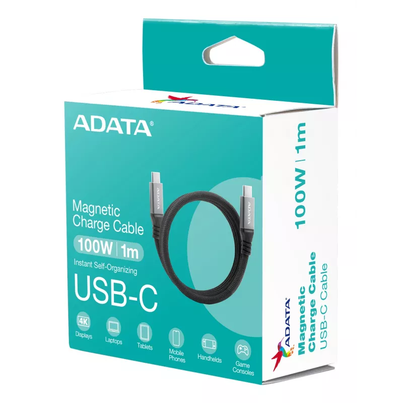 USB C į USB C duomenų laidas ADATA CACCU3-100W-100AN-BK — USB 3.2 Gen 2 (10 Gbit/s), 1 m, Juodas