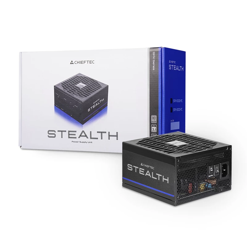 Maitinimo blokas CHIEFTEC Stealth Vega M SPX-1000-FC 1000W 24-pin ATX 80 PLUS Platinum, 135 mm ventiliatorius, Juodas