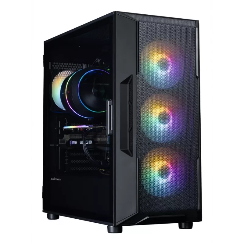 ZALMAN I3 NEO V2 vidutinis bokštinis kompiuterio korpusas, juodas, 4 RGB ventiliatoriai, ATX/microATX palaikymas