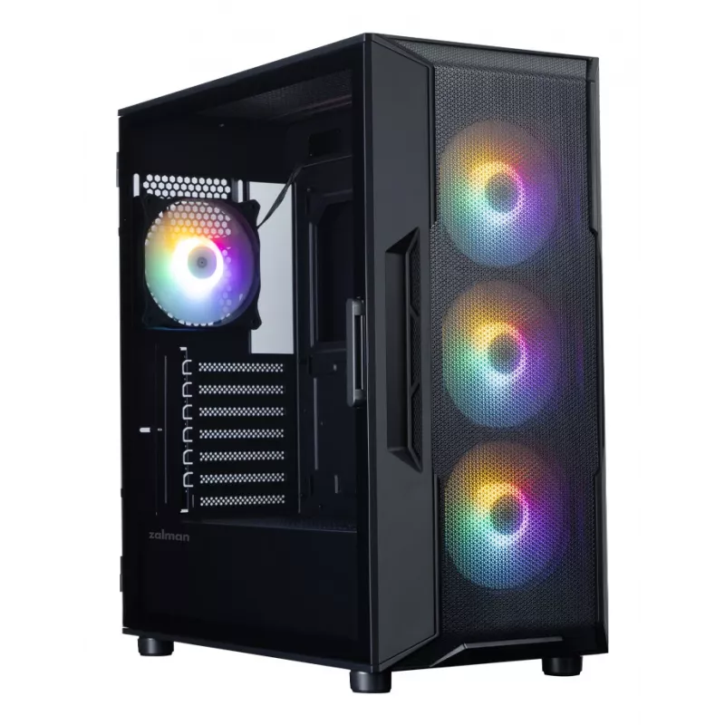 ZALMAN I3 NEO V2 vidutinis bokštinis kompiuterio korpusas, juodas, 4 RGB ventiliatoriai, ATX/microATX palaikymas
