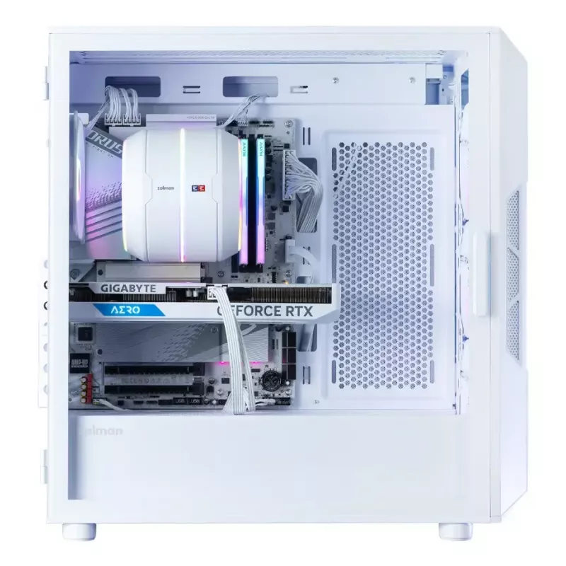 Kompiuterio korpusas Zalman I3 NEO V2 WHITE Midi Tower, ATX/Mini-ITX, grūdintas stiklas, 3x120mm priekiniai ventiliatoriai, USB 3.2 Gen1