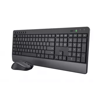 Trust Trezo belaidis klaviatūros ir pelės rinkinys RF, QWERTY JAV anglų, juoda