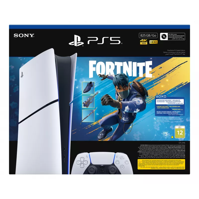 Žaidimų konsolė Sony PlayStation 5 Slim – 825 GB SSD, balta/juoda, su valdikliu ir HDMI