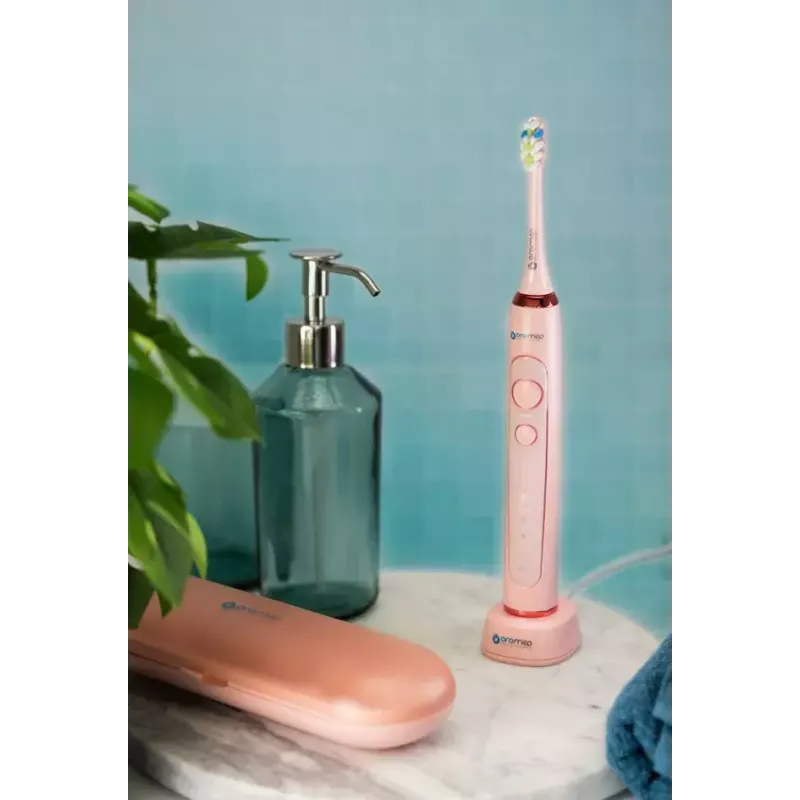 Sonicinis dantų šepetėlis ORO-MED Oro-Sonic Next Pink – 4 režimai, 40 000 judesių/min., IPX7, 2 antgaliai
