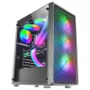 Mars Gaming MC-F Black, ATX Gaming Semitower, pilnas grūdinto stiklo langas, metalinis tinklelis priekyje, 4x 120mm ARGB ventiliatoriai