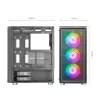 Mars Gaming MC-F Black, ATX Gaming Semitower, pilnas grūdinto stiklo langas, metalinis tinklelis priekyje, 4x 120mm ARGB ventiliatoriai