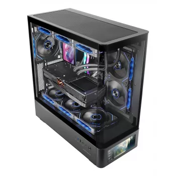 Korpusas PC Tacens Mars Gaming MCLCDPRO Midi Tower – Juodas, IPS 7,2 colio ekranas, maitinimo šaltinis apačioje, ATX/Micro‑ATX/Mini‑ITX