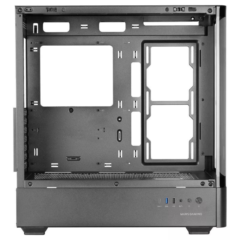 Korpusas PC Tacens Mars Gaming MCLCDPRO Midi Tower – Juodas, IPS 7,2 colio ekranas, maitinimo šaltinis apačioje, ATX/Micro‑ATX/Mini‑ITX