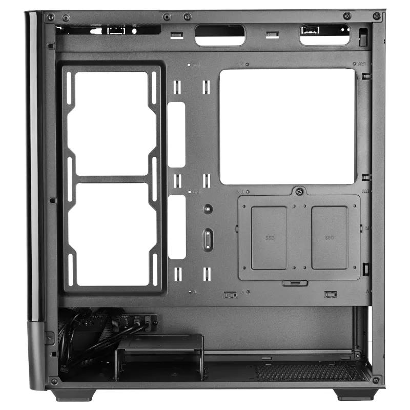 Korpusas PC Tacens Mars Gaming MCLCDPRO Midi Tower – Juodas, IPS 7,2 colio ekranas, maitinimo šaltinis apačioje, ATX/Micro‑ATX/Mini‑ITX