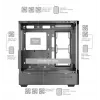 Korpusas PC Tacens Mars Gaming MCLCDPRO Midi Tower – Juodas, IPS 7,2 colio ekranas, maitinimo šaltinis apačioje, ATX/Micro‑ATX/Mini‑ITX