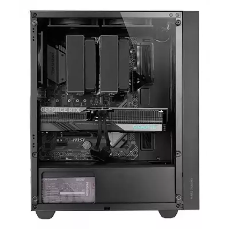 PC korpusas TACENS Mars Gaming MC-PMAX Midi Tower – ATX/Micro-ATX/Mini-ITX, 3x120mm priekyje, 1x120mm gale, 2x3,5 colio ir 2x2,5 colio vietos, juodas