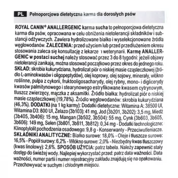 Sausas šunų ėdalas Royal Canin Anallergenic 8 kg – suaugusiems, hipoalerginis, be glitimo ir laktozės