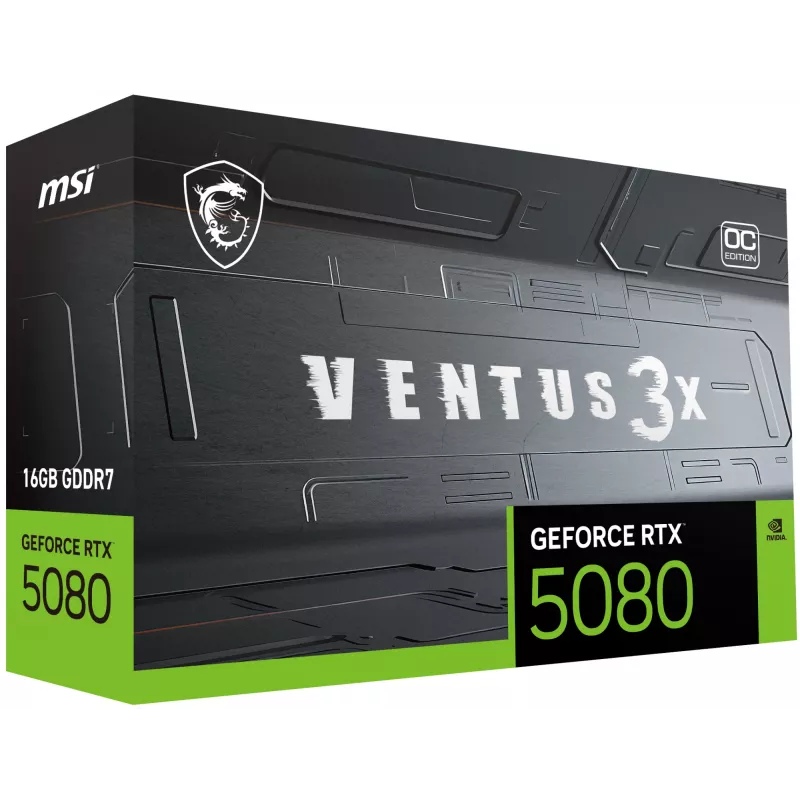 Vaizdo plokštė MSI GeForce RTX 5080 16 GB GDDR7, PCIe 5.0, 256 bitų, 303×121×49 mm, 360 W