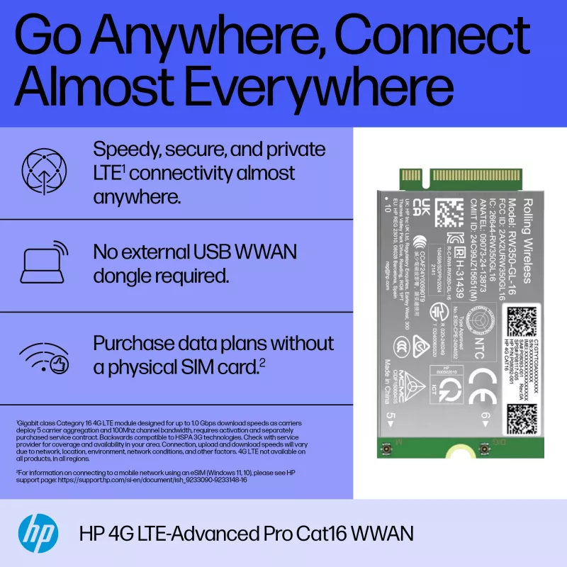 HP 4G LTE-Advanced Pro Cat19 vidinis belaidis WWAN modulis B8BD3AA