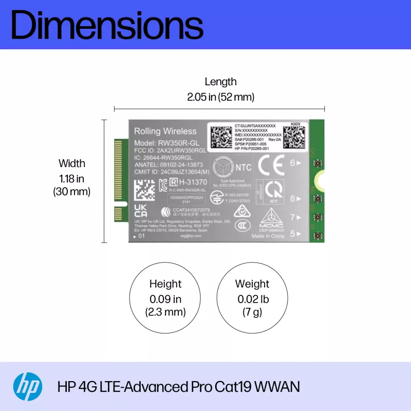 HP 4G LTE-Advanced Pro Cat19 vidinis belaidis WWAN modulis B8BD3AA