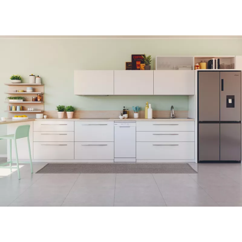 Laisvai pastatoma siaura indaplovė CANDY Brava CDPH 2L1049W — 10 komplektų, 45 cm, 49 dB, E klasė