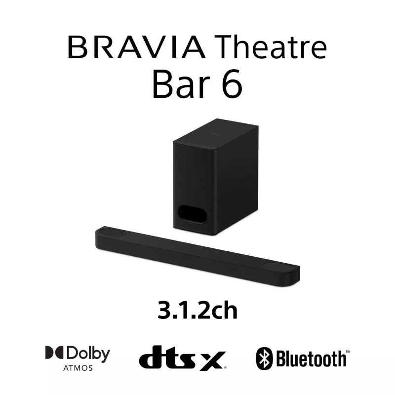 Sony HT-B600 3.1.2 kanalų 350 W garso juosta su belaidžiu žemų dažnių garsiakalbiu, juoda