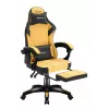 Žaidimų kėdė Huzaro Force 3.7 – ergonomiška aukšta nugara, geltona sėdynė, reguliuojami porankiai, aukštis 107,5–116,5 cm