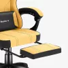 Žaidimų kėdė Huzaro Force 3.7 – ergonomiška aukšta nugara, geltona sėdynė, reguliuojami porankiai, aukštis 107,5–116,5 cm