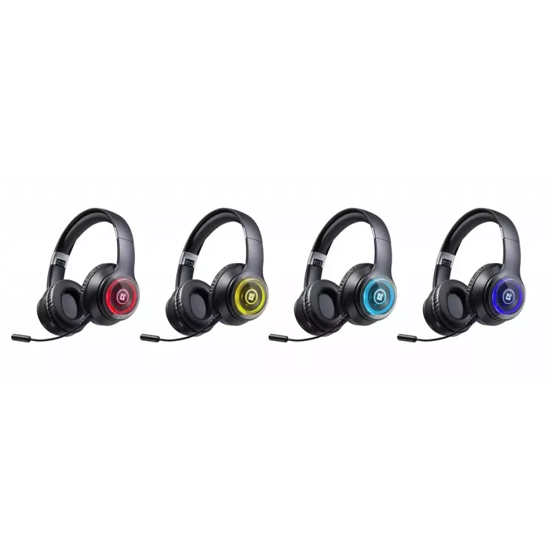 Ausinės DEFENDER FreeMotion B400 – belaidės ir laidinės, USB-C, AUX, uždaros supraauralinės, 20–20000 Hz, 118 dB, LED foninis apšvietimas, juodos