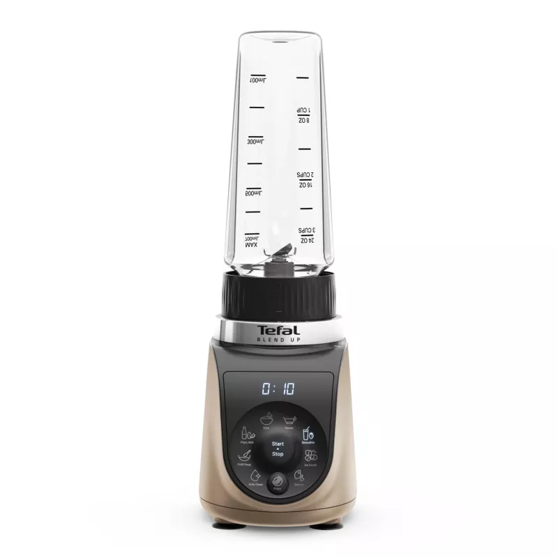 Stalo blenderis Tefal Blend Up BL190AF0 – 0,85 L indas, 1000 W, 6-peilių Powelix, pulsas, ledo smulkinimas (permatomas/juodos/smėlio spalvos)