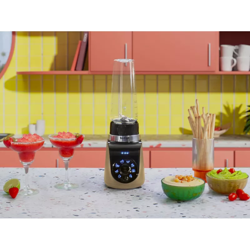 Stalo blenderis Tefal Blend Up BL190AF0 – 0,85 L indas, 1000 W, 6-peilių Powelix, pulsas, ledo smulkinimas (permatomas/juodos/smėlio spalvos)