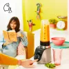Stalo blenderis Tefal Blend Up BL190AF0 – 0,85 L indas, 1000 W, 6-peilių Powelix, pulsas, ledo smulkinimas (permatomas/juodos/smėlio spalvos)