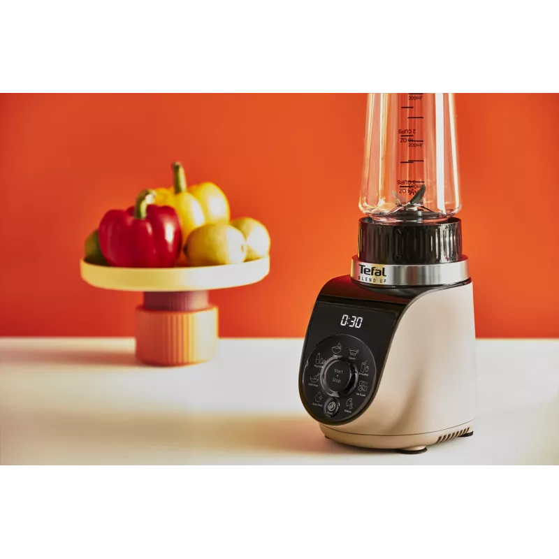 Stalo blenderis Tefal Blend Up BL190AF0 – 0,85 L indas, 1000 W, 6-peilių Powelix, pulsas, ledo smulkinimas (permatomas/juodos/smėlio spalvos)