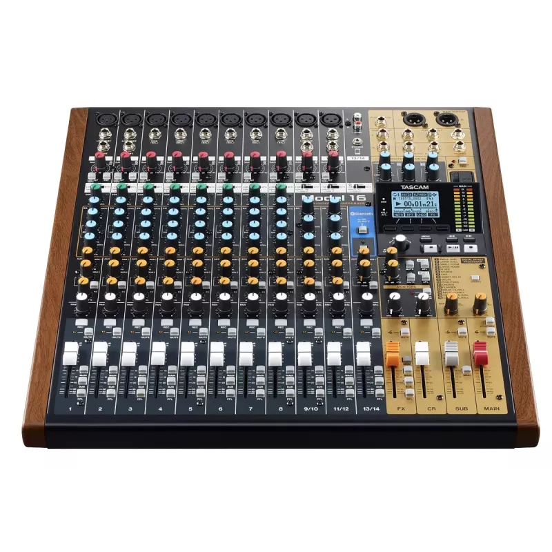 Audio maišytuvas Tascam MODEL 16 – 16 kanalų, 24 bitų DSP, 44,1/48 kHz, Bluetooth 5.0, USB B tipo, SD kortelių skaitytuvas