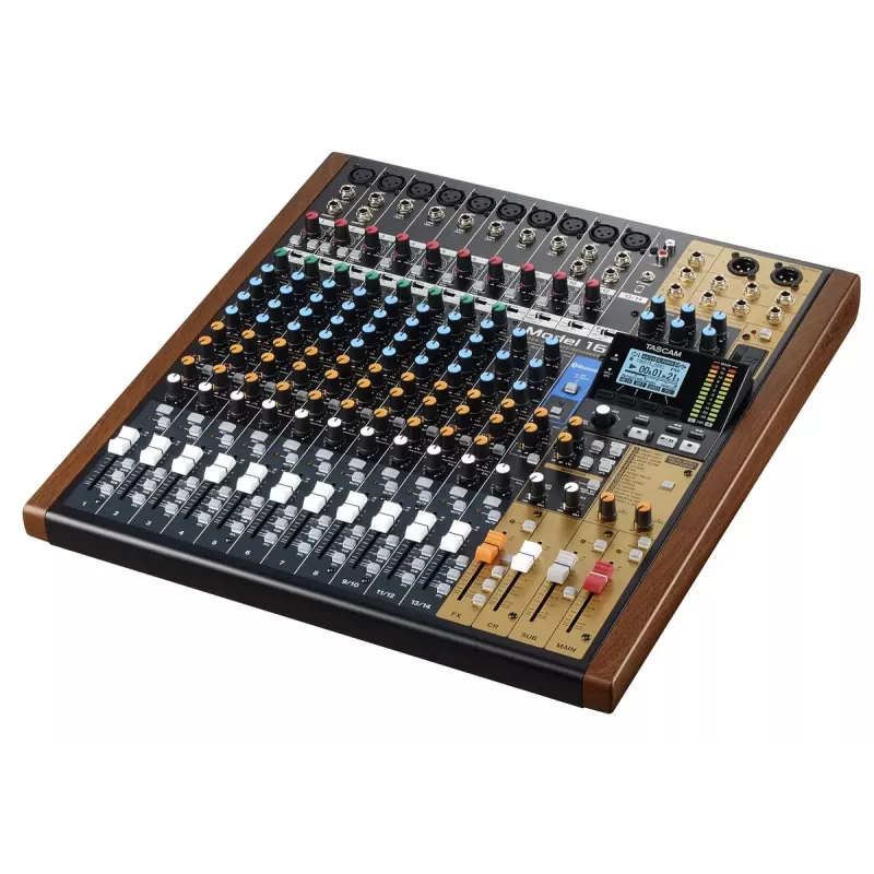 Audio maišytuvas Tascam MODEL 16 – 16 kanalų, 24 bitų DSP, 44,1/48 kHz, Bluetooth 5.0, USB B tipo, SD kortelių skaitytuvas