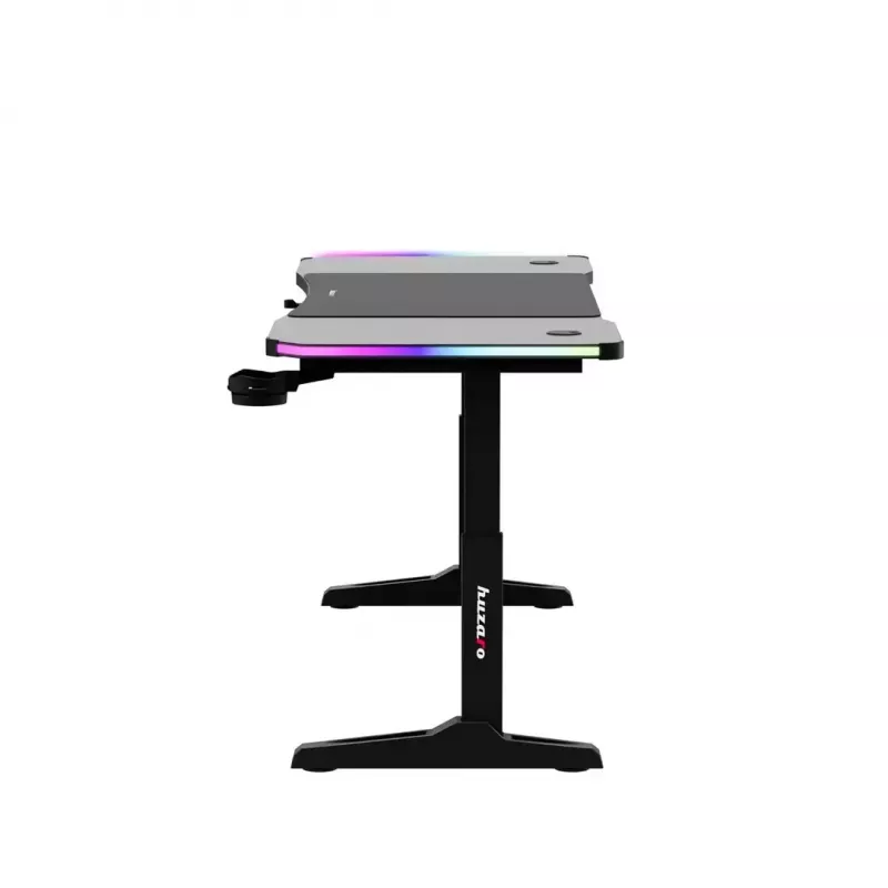 Gaming stalas huzaro Hero 4.6 RGB – juodas stačiakampis 1600×600 mm, reguliuojamas aukštis