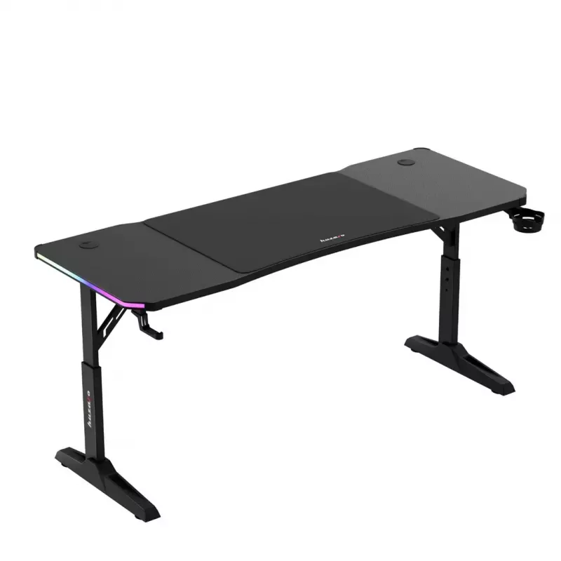 Gaming stalas huzaro Hero 4.6 RGB – juodas stačiakampis 1600×600 mm, reguliuojamas aukštis