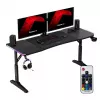 Gaming stalas huzaro Hero 4.6 RGB – juodas stačiakampis 1600×600 mm, reguliuojamas aukštis