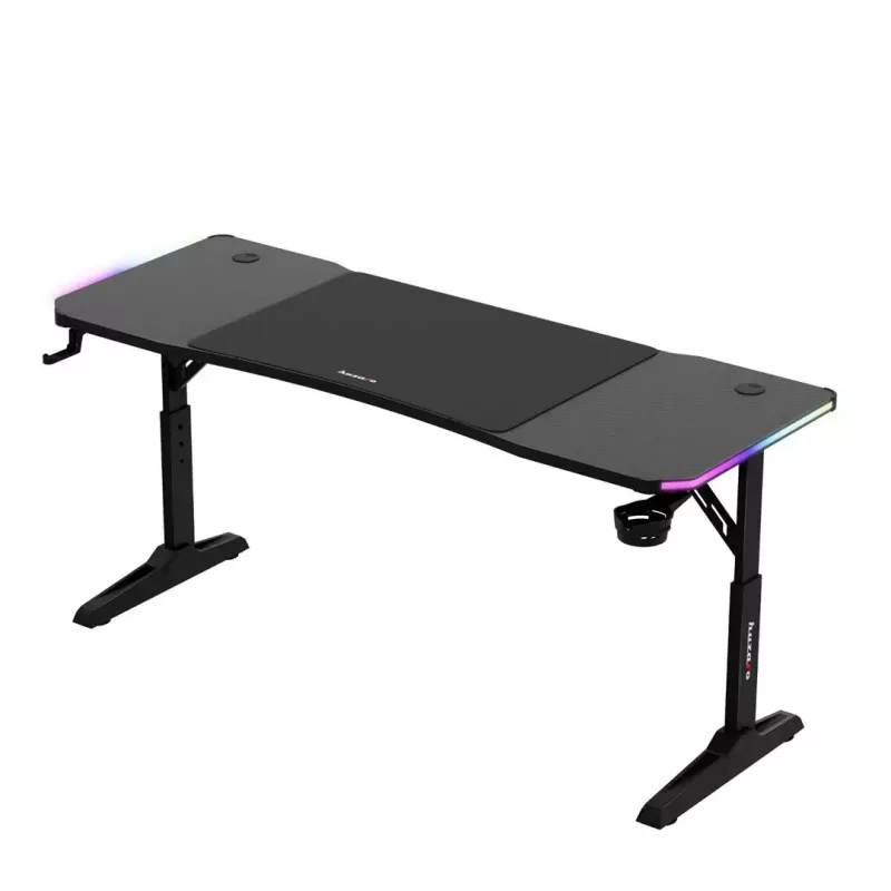 Gaming stalas huzaro Hero 4.6 RGB – juodas stačiakampis 1600×600 mm, reguliuojamas aukštis