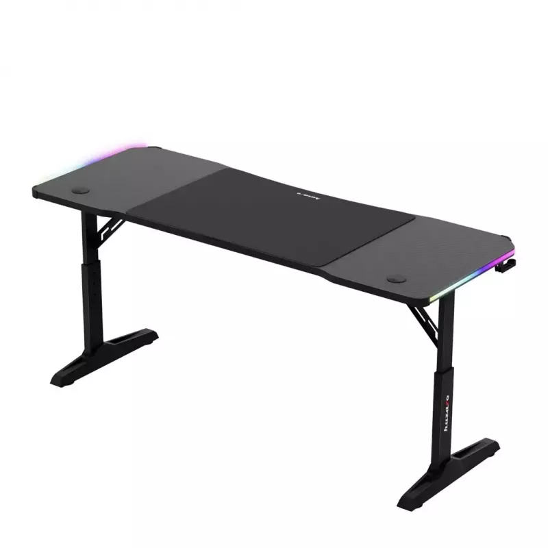 Gaming stalas huzaro Hero 4.6 RGB – juodas stačiakampis 1600×600 mm, reguliuojamas aukštis