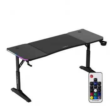 Gaming stalas huzaro Hero 4.6 RGB – juodas stačiakampis 1600×600 mm, reguliuojamas aukštis
