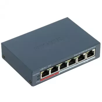 Hikvision DS-3E1106P-EI tinklo jungiklis – 6 prievadų PoE Ethernet jungiklis, nevaldomas, 10/100 Mbps