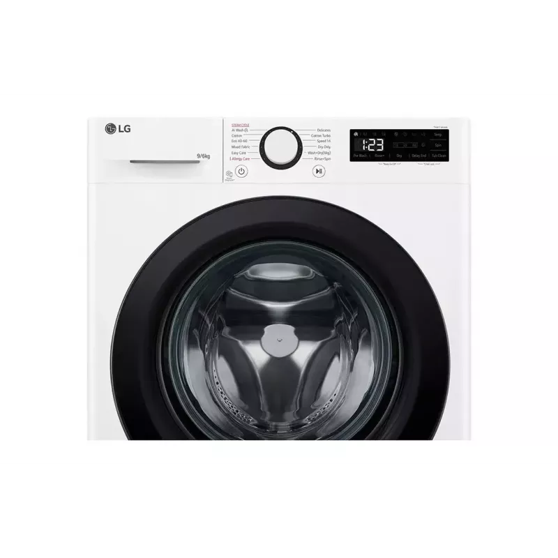 LG F4DR509SBW skalbyklė-džiovintuvė laisvai pastatoma priekinio pakrovimo juoda, balta