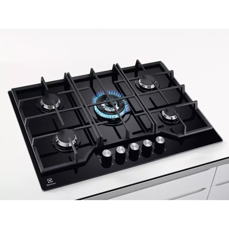 Įmontuojama dujinė kaitlentė Electrolux KGG75362K, juoda, 75 cm, 5 zonos