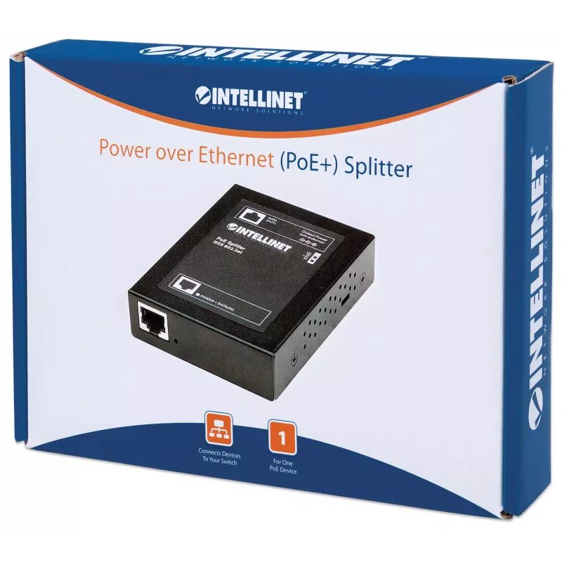 Intellinet PoE+ skirstytuvas, IEEE802.3at, 5, 7.5, 9 arba 12 V DC išėjimo įtampa