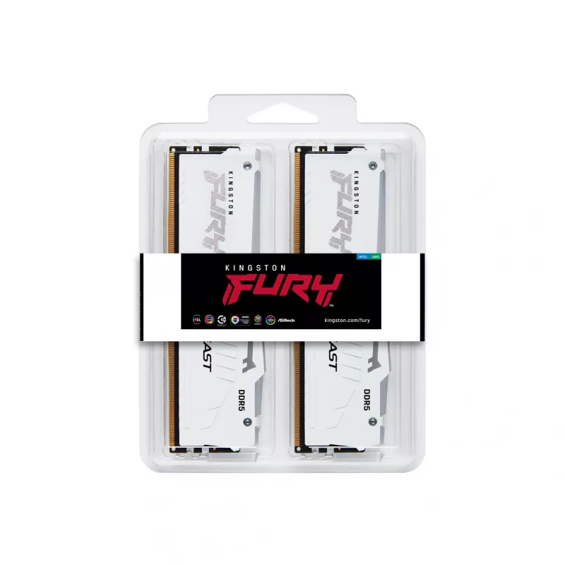 Kingston Technology FURY Beast 32 GB (2 x 16 GB) DDR5 5600 MT/s CL40 DIMM baltas RGB XMP
