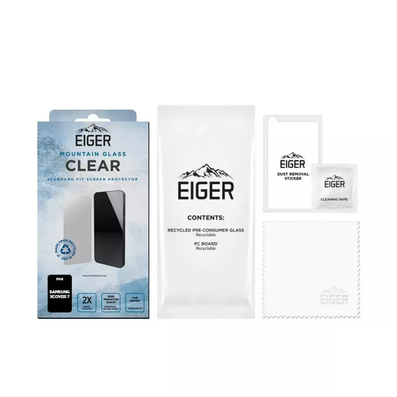 Apsauginis stiklas EIGER EGSP00958 Samsung Galaxy Xcover7 Grūdintas stiklas Atsparus kritimams ir įbrėžimams