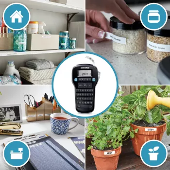 DYMO LabelManager 160 etikečių spausdintuvo pradžios rinkinys su 3 D1 juostos ritinėliais | Nešiojamas etikečių spausdintuvas | QWERTY klaviatūra | Idealus namams ar biurui